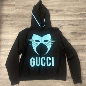 Gucci Manifesto Logo Cat Mask Printed Hoodie Sweatshirt